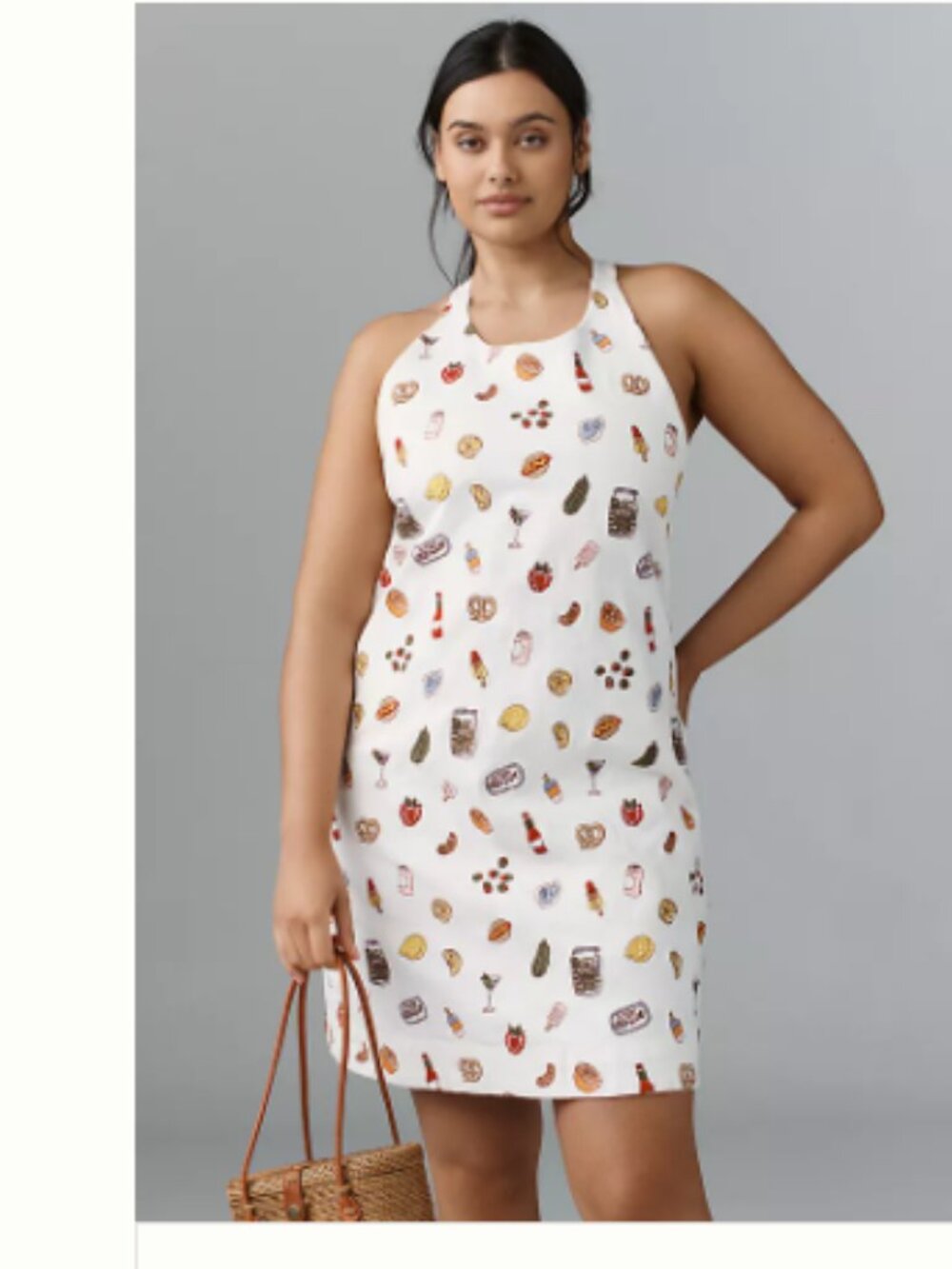 NEW Anthropologie Maeve Sleeveless Beaded Shift Mini Dress Embroidered Food Sz L
